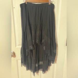 black high low lace trimmed skirt